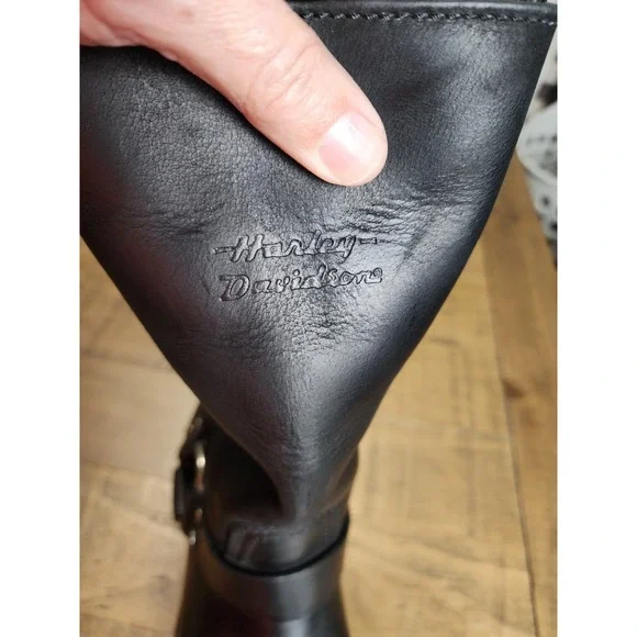 Harley Davidson Womens Black Leather Harness Biker Boots Square Toe 85145 Size 8 - Picture 9 of 9